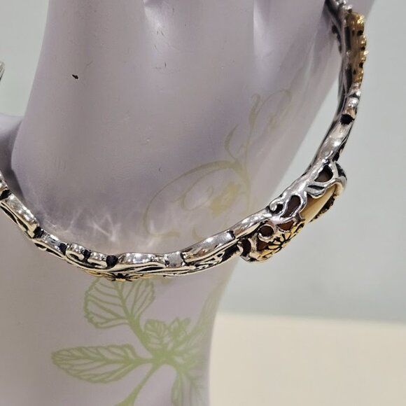 CAROLYN POLLACK Relios Sterling Silver 925 & Brass Ornate Tigers Eye Bracelet - Picture 13 of 16